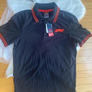 Formula 1 Official Men's Polo Shirt Black with Red Trim Size Medium